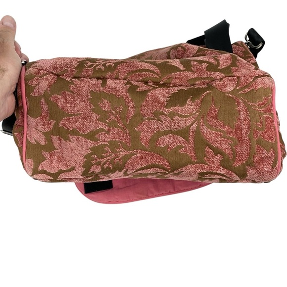 Petunia Pickle Bottom Daiper Bag Backpack Tapestry Velvet Floral Olive Pink - Picture 8 of 13